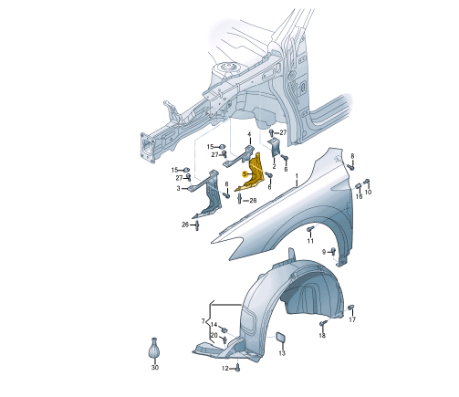 NEW VOLKSWAGEN TIGUAN AD FRONT RIGHT FENDER HOLDER BRACKET 5NA821142B ORIGINAL