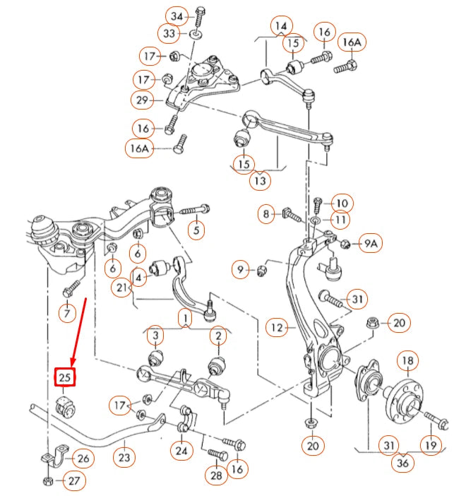 NEW AUDI A4 B7 FRONT SWAY BAR RUBBER BUSHING 4D0411327J ORIGINAL