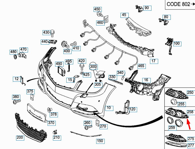 NEW MERCEDES-BENZ C-CLASS W204 FRONT RIGHT FOG LIGHT COVER A2048802924 ORIGINAL