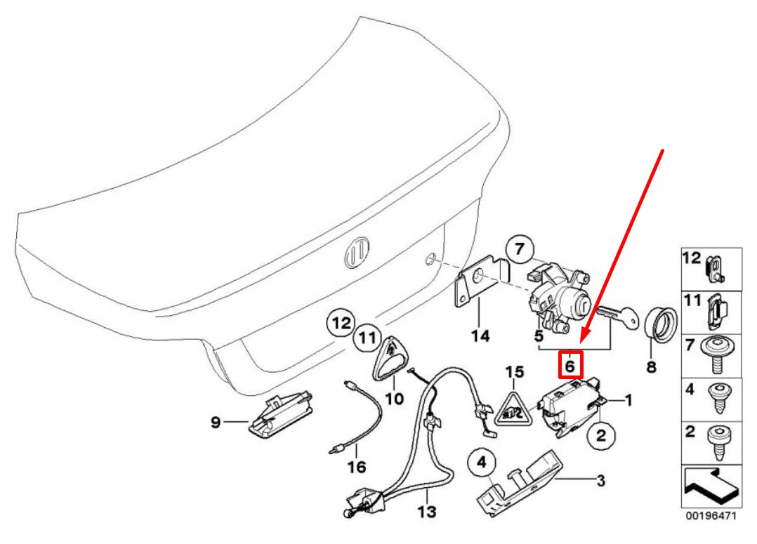 NEW BMW 5 E60 CATCH WITH KEY 51247201533 7201533 ORIGINAL