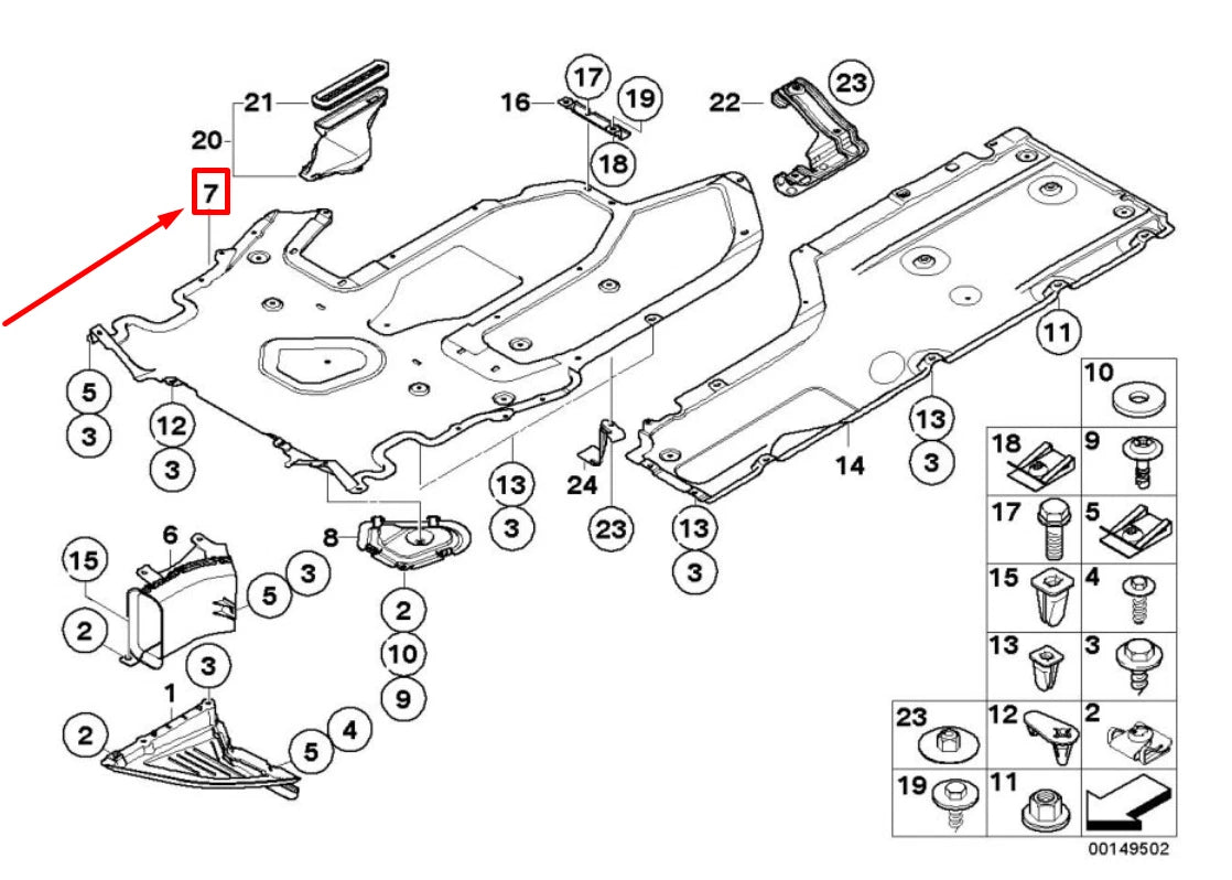 NEW BMW 6 CABRIO E64 UNDERFLOOR COATING CENTER 51757019869 7019869 ORIGINAL