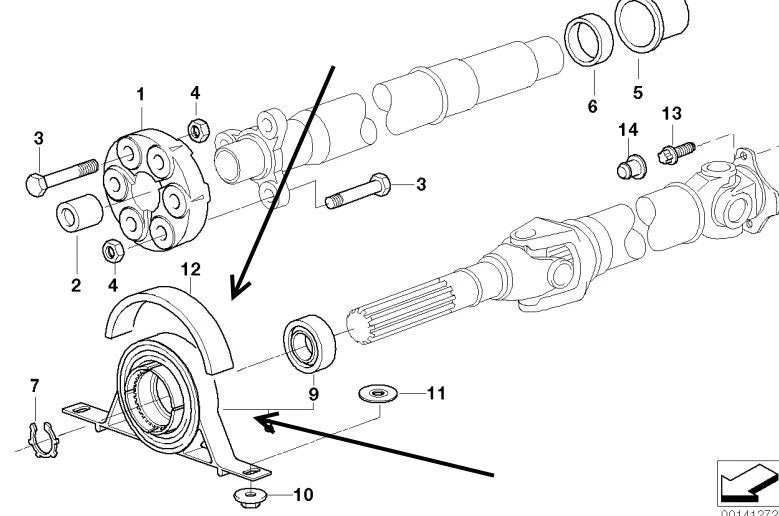 NEW BMW 3 E46 2.0I DRIVESHAFT CENTER SUPPORT WITH BEARING 26127501257 ORIGINAL