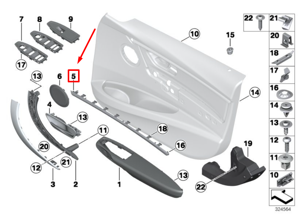new bmw 3 f30, f80 front right accent molding 8065962 51418065962 original
