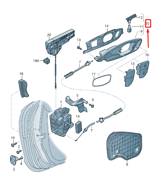 NEW AUDI A1 8X FRONT RIGHT INNER DOOR OPENING HANDLE 8X0837020E4PK ORIGINAL