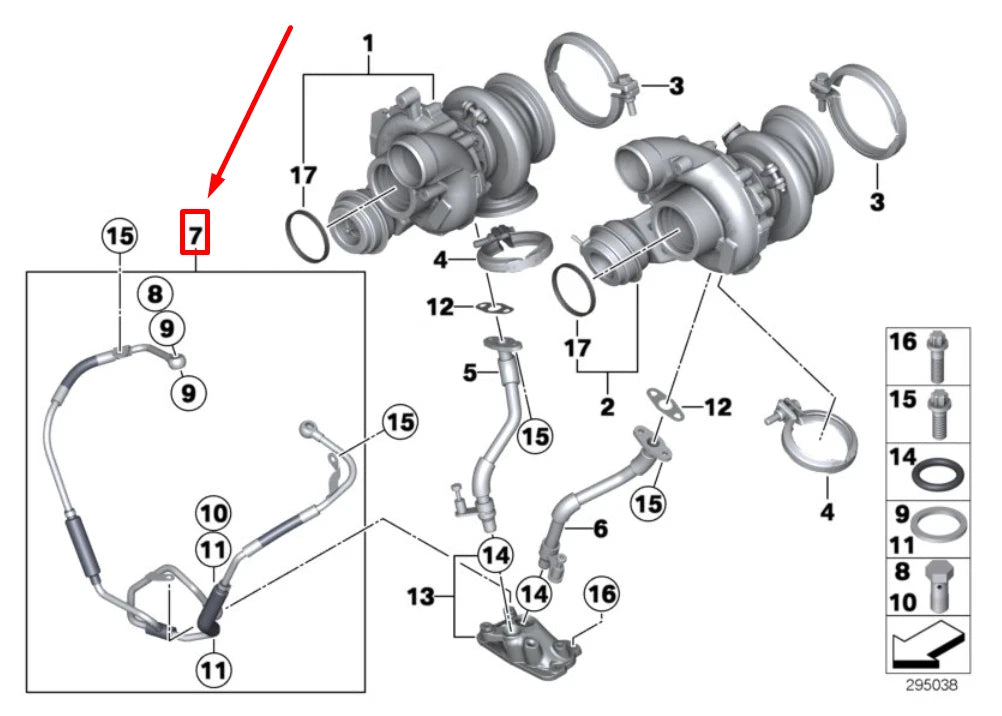 NEW BMW X5 E70 TURBOCHARGER OIL LINE 7589094 11427589094 ORIGINAL