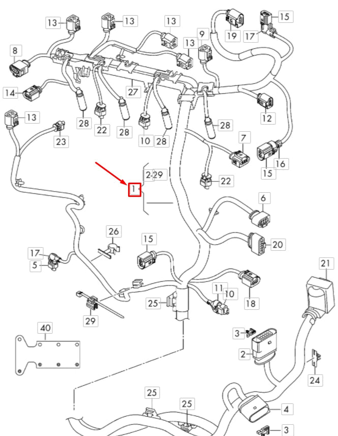 NEW VOLKSWAGEN JETTA A6 MK6 ENGINE WIRING HARNESS 04L971627AD ORIGINAL