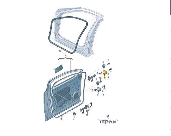 NEW AUDI Q4 E-TRON FRONT LEFT DOOR UPPER HINGE 8V5833403D ORIGINAL