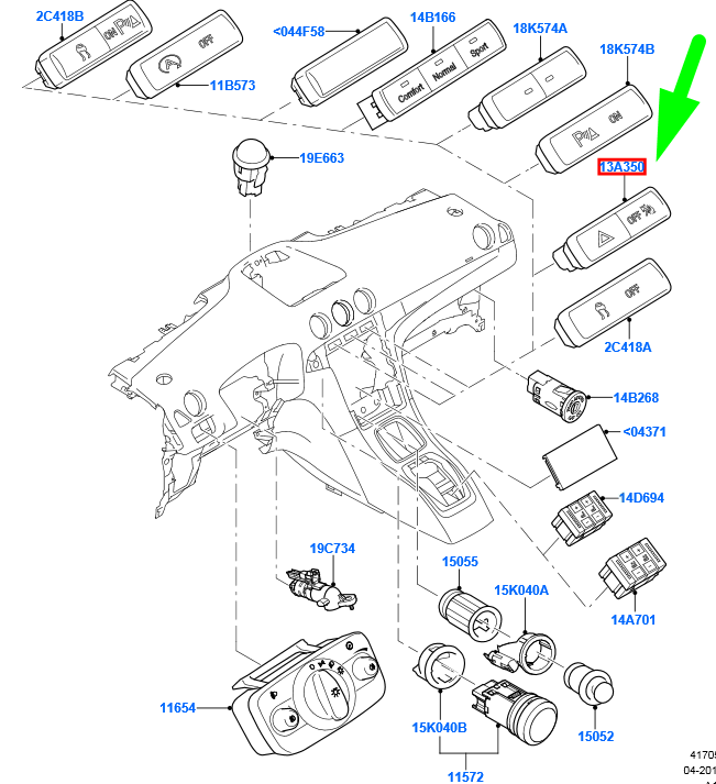 new ford galaxy mk2 hazard light warning switch 6m2t-13a350-bc 1563625 original