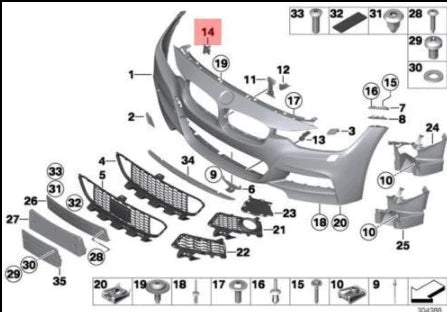 NEW BMW 3 F30 M FRONT BUMPER PDC CAMERA BRACKET 51118067950 ORIGINAL