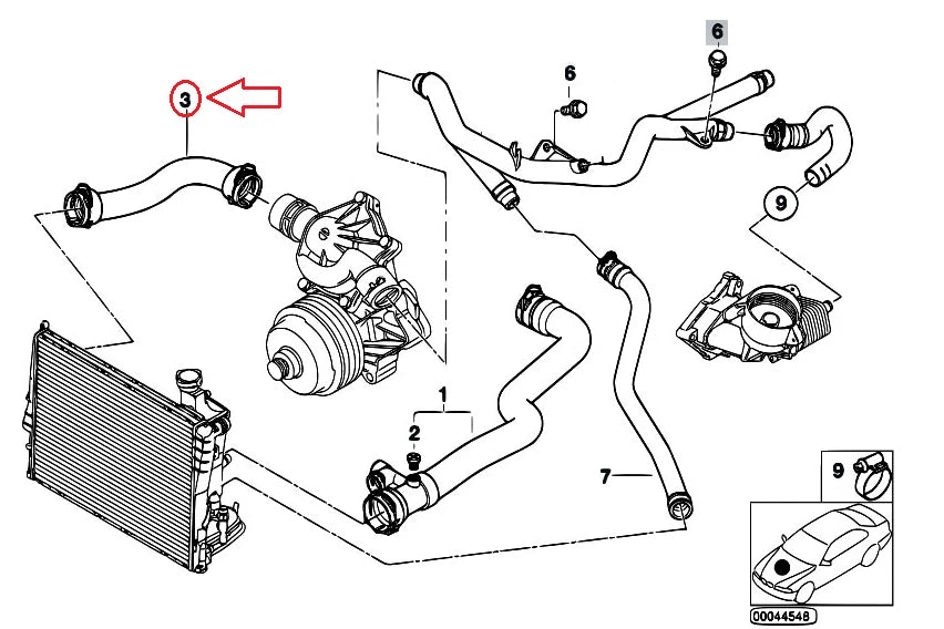 NEW BMW 3 E46 COOLING SYSTEM WATER HOSE 11532247851 ORIGINAL
