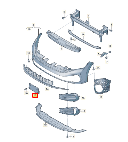 NEW VOLKSWAGEN JETTA MK7 FRONT BUMPER NUMBER HOLDER 17A807287F9B9 ORIGINAL