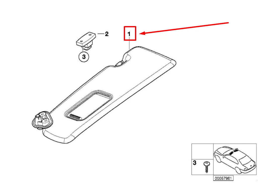 NEW BMW 3 CABRIO E46 FRONT RIGHT SUN VISOR 8245086 51168245086 ORIGINAL
