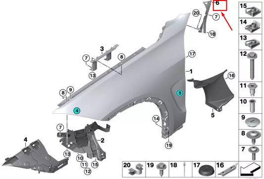 NEW BMW X5 F15 FRONT RIGHT FENDER REINFORCEMENT 51657337094 7337094 ORIGINAL