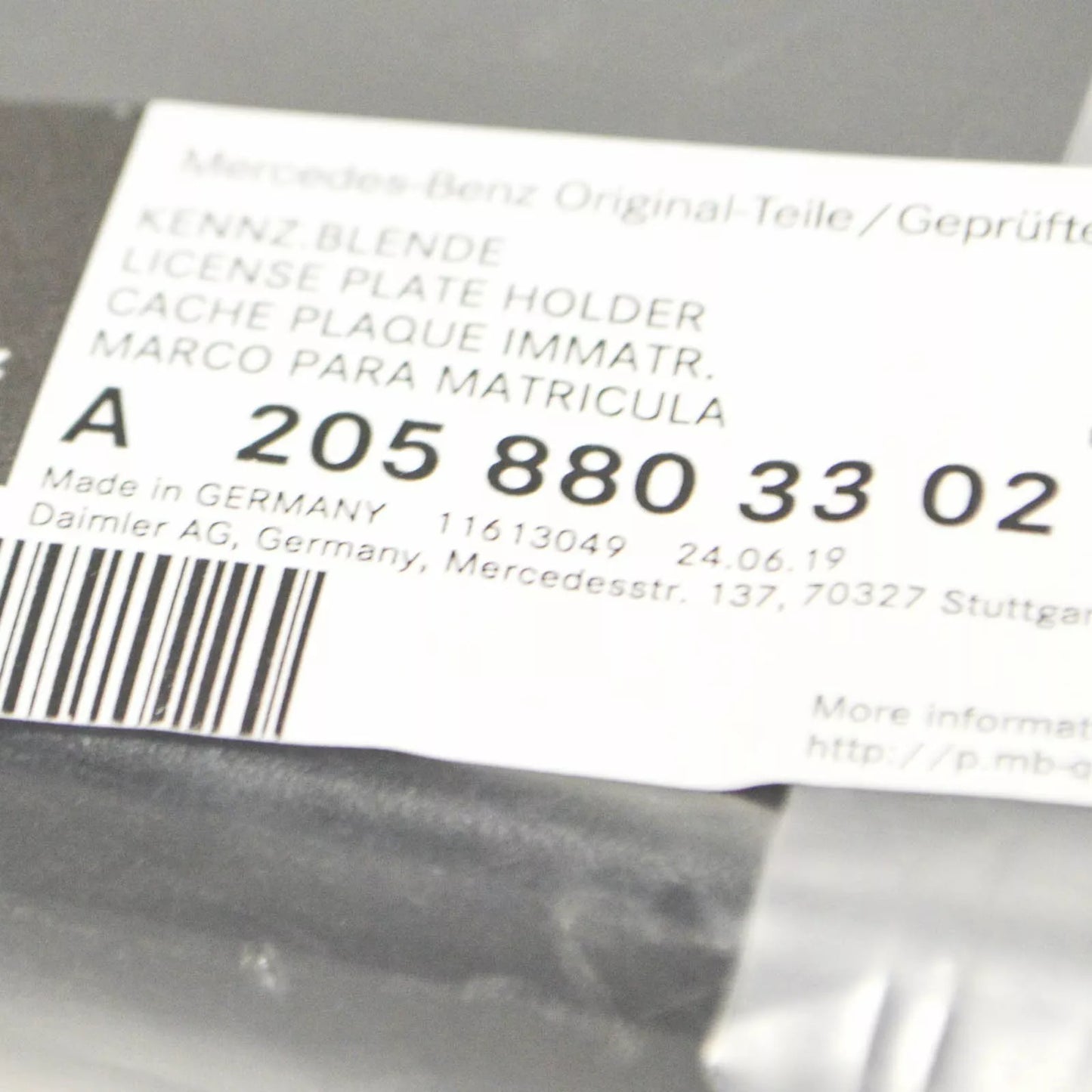 NEW MERCEDES-BENZ C-CLASS W205 LICENSE PLATE HOLDER A2058803302 ORIGINAL