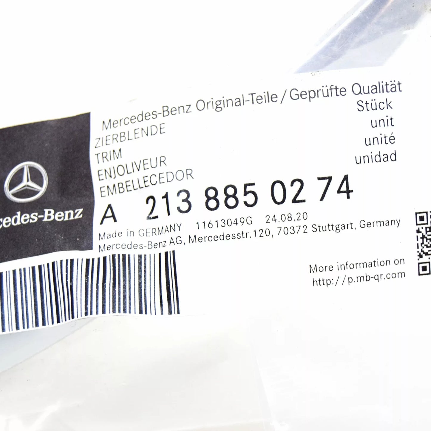 NEW MERCEDES-BENZ E W213 FRONT RIGHT BUMPER GRILLE MOLDING A2138850274