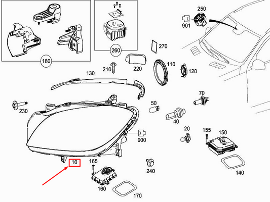 new mercedes-benz ml w166 front right headlight lhd a1669068003 original