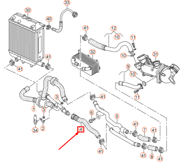 NEW AUDI RS7 SPORTBACK 4G8 COOLANT HOSE WITH QUICK COUPLING 4G0121471M ORIGINAL