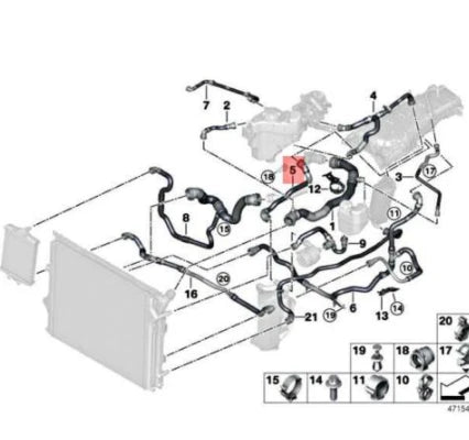 NEW BMW 3 GRAN TURISMO F34 COOLANT PUMP HOSE PIPE 17128634284 ORIGINAL