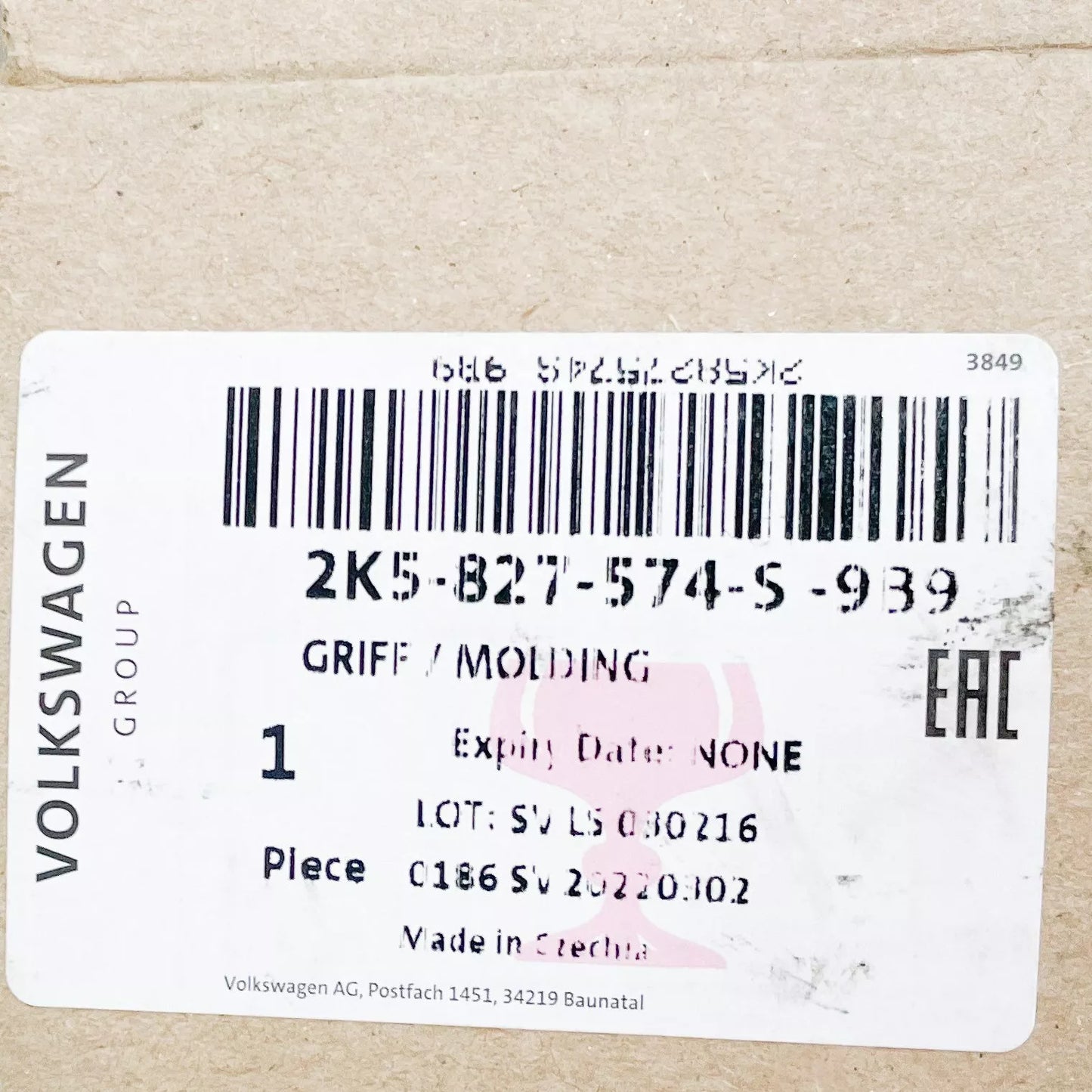 NEW VW CADDY 2K REAR BACK DOOR GRIP MOLDING 2K5827574S9B9