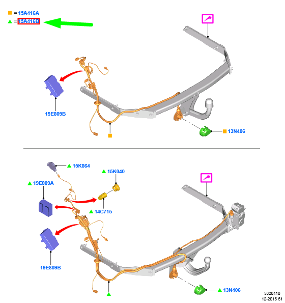 new ford grand c-max mk2 tow bar electrics kit rhd 2021625 original