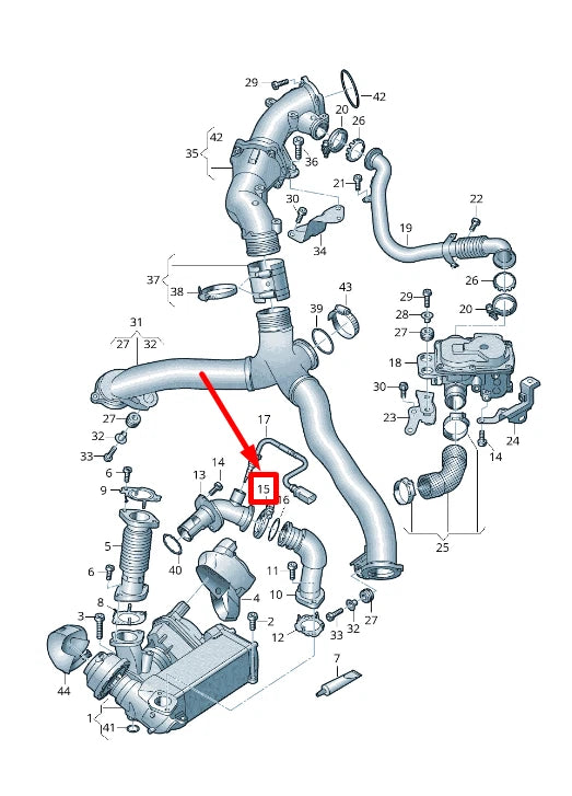 NEW AUDI A4 8K2,B8 EXHAUST GAS RECIRCULATION TUBE CLAMP 1K0253725E ORIGINAL