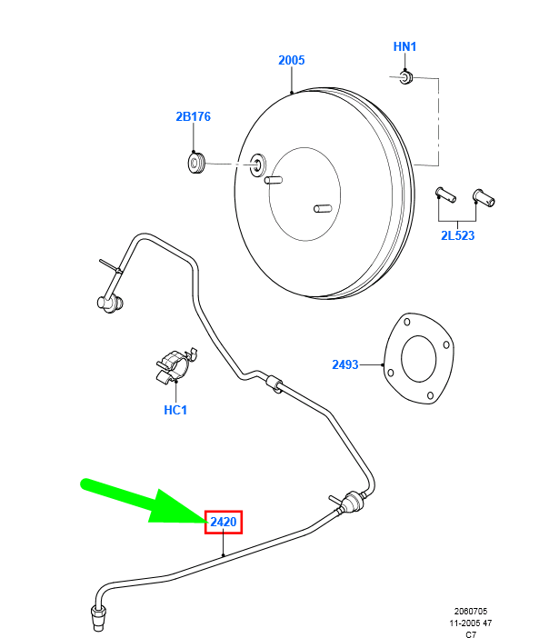new ford transit connect mk1 brake booster vacuum tube lhd 1517776 original