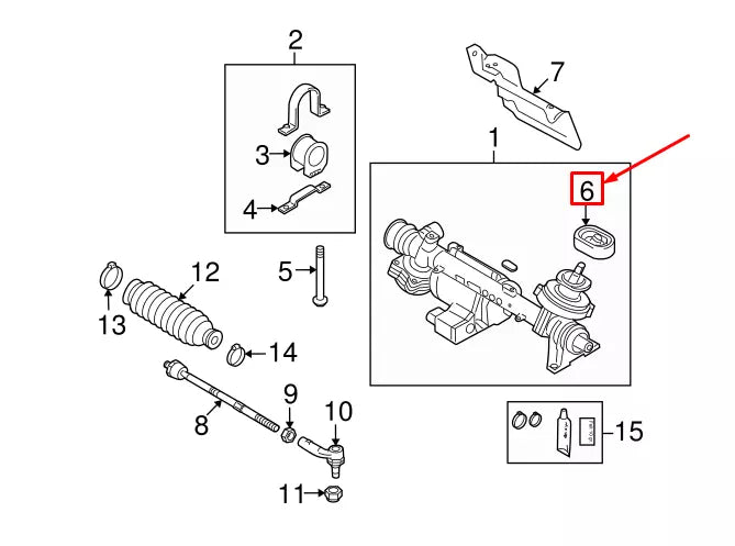 NEW AUDI Q3 8U STEERING RACK BUSHING SEAL LHD 1K0423187 ORIGINAL