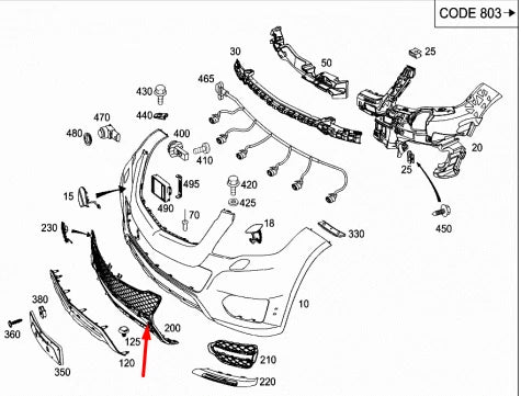 NEW MERCEDES-BENZ GLK-CLASS X204 FRONT BUMPER LOWER GRILLE A2048857823 ORIGINAL