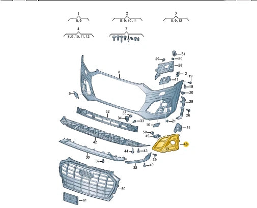 NEW AUDI Q5 FY FRONT BUMPER LEFT AIR GUIDE GRILLE 80F807679COX