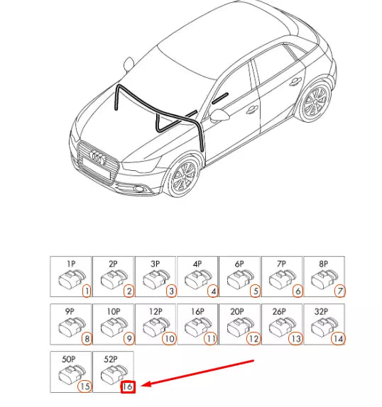 NEW AUDI A1 8X FLAT CONTACT HOUSING 52 PIN 8X0035444 ORIGINAL
