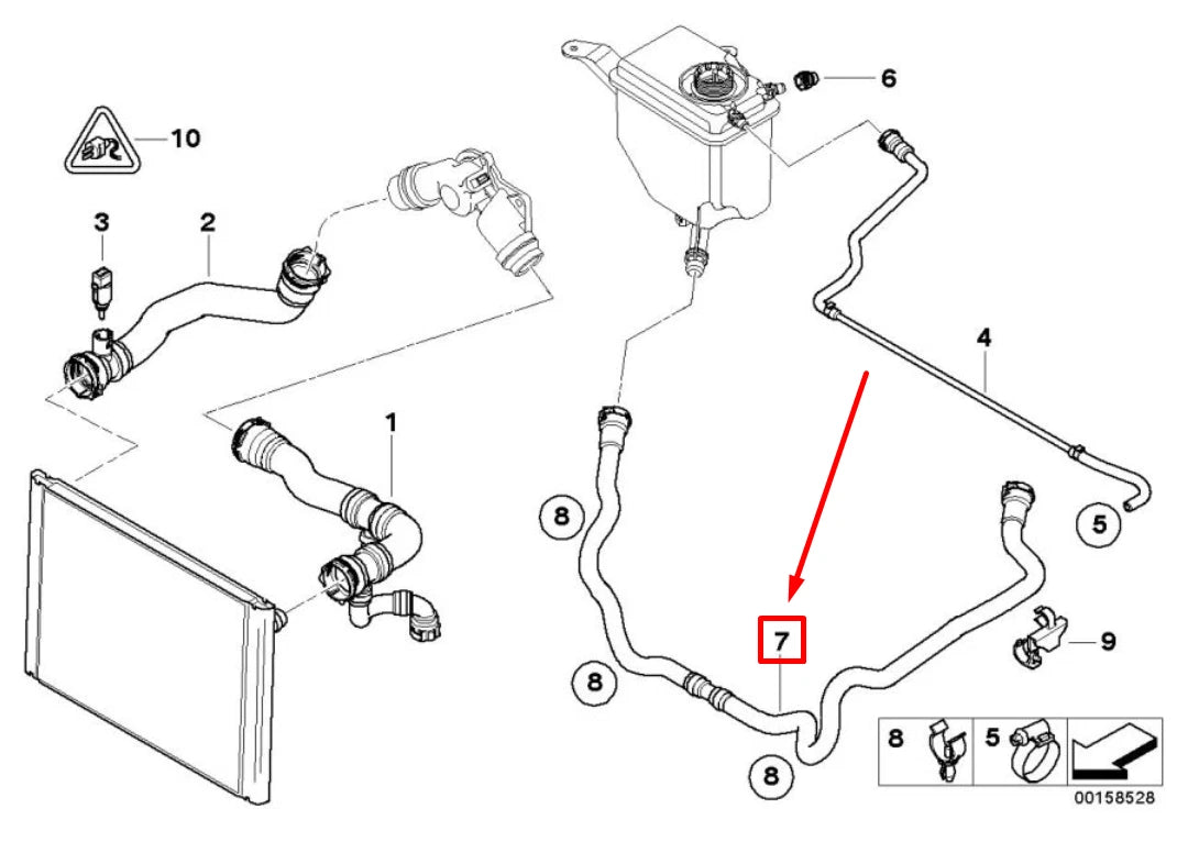 NEW BMW 5 E60 ENGINE COOLANT HOSE 7519259 17127519259 ORIGINAL