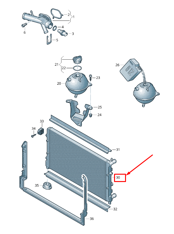 new audi a1 mk1 engine coolant radiator 6r0121253l original