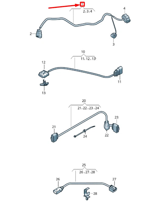 NEW VOLKSWAGEN T-ROC A11 FUEL PUMP CABLE HARNESS 5Q0971727D ORIGINAL