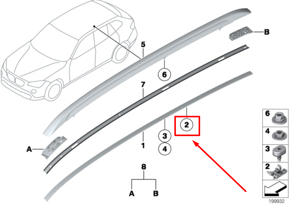 new bmw x1 e84 roof rail molding clip 2992450 51132992450 original