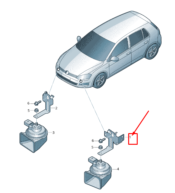 NEW VW GOLF VII 5G MK7 HIGH TONE HORN SIGNAL BRACKET 5G0951182D ORIGINAL