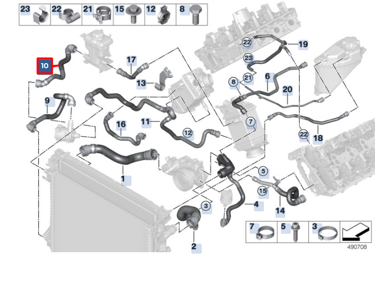 new bmw x6 g06 expansion tank hose 17129894766 original