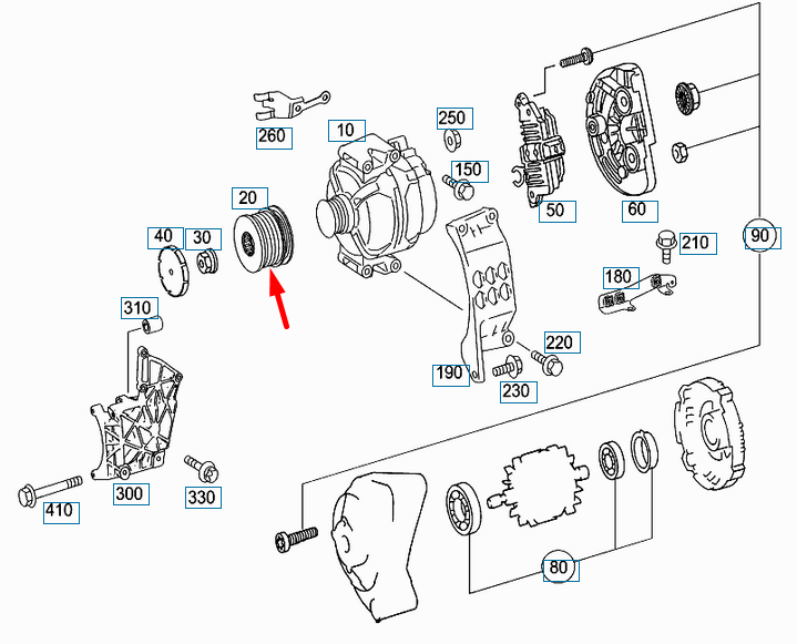 NEW MERCEDES-BENZ C-CLASS W204 ALTERNATOR PULLEY A2721550215 ORIGINAL