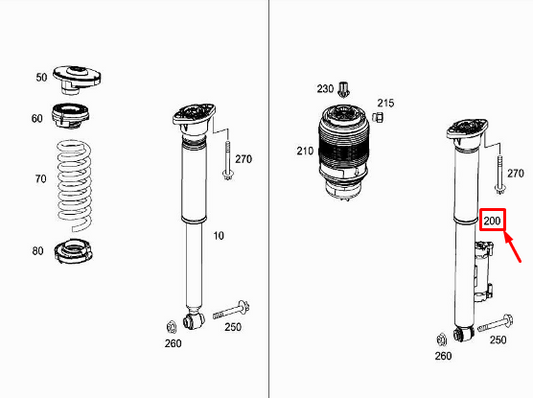new mercedes-benz c w205 rear left shock absorber a2053207100 original