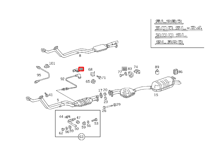 NEW MERCEDES-BENZ SL R129 REAR EXHAUST FLANGE SEAL A1294920180 ORIGINAL