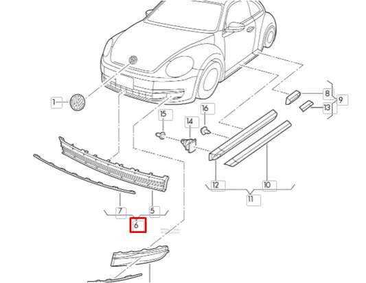 NEW VOLKSWAGEN BEETLE A5 FRONT BUMPER LOWER GRILLE 5C5853671SZLL ORIGINAL
