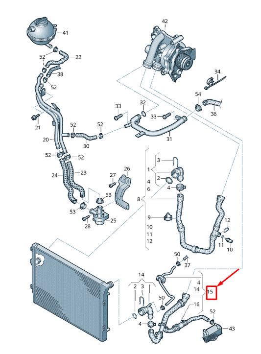 new vw sharan 7n engine coolant hose with coolant regulator 7n0122101c original