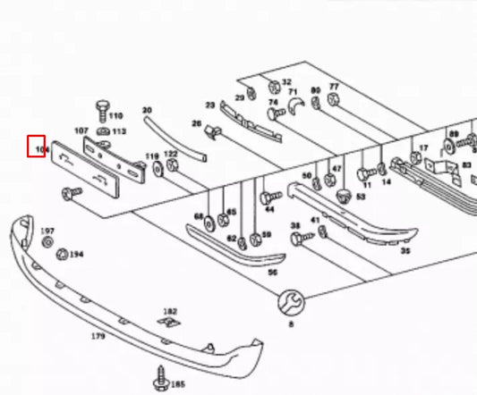 NEW MERCEDES BENZ SL R107 FRONT BUMPER LICENSE PLATE BRACKET A1238170378