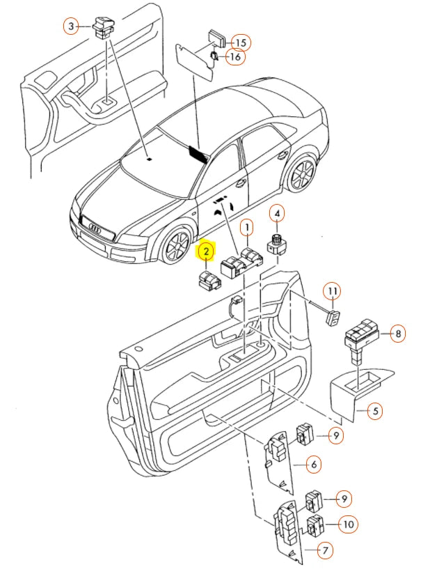 NEW AUDI TT 07-14 DRIVER SIDE FRONT ELECTRIC WINDOW SWITCH 8E0959851C5PR