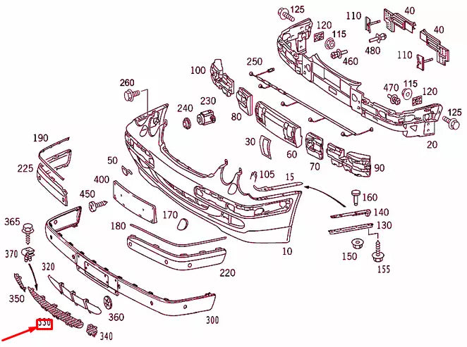 NEW MERCEDES-BENZ E W210 FRONT BUMPER LOWER GRILLE COVER A2108850053 ORIGINAL