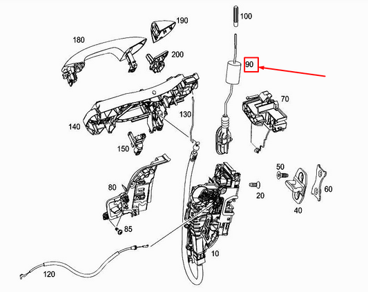 new mercedes-benz c coupe c205 front lh lock securing rod a2057200903 original