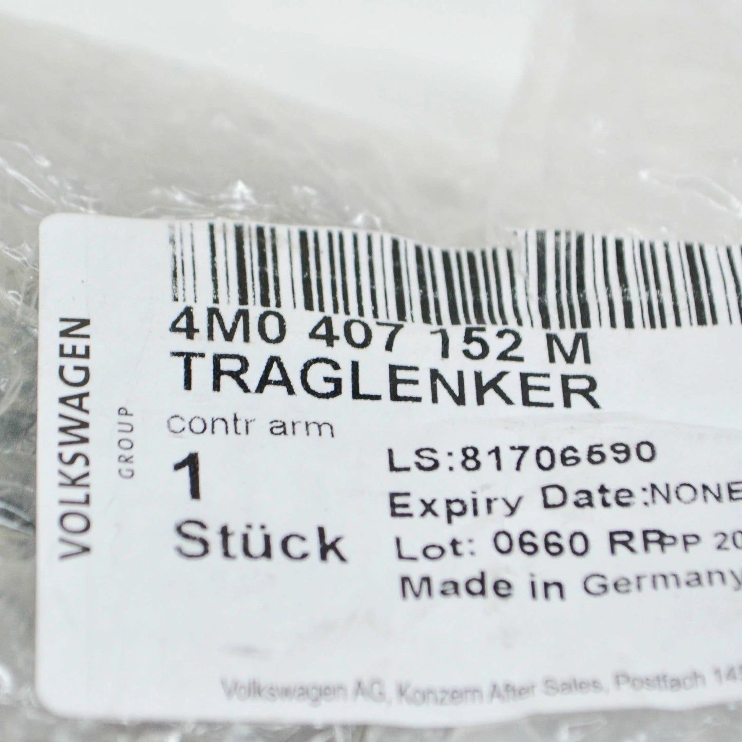 NEW AUDI A8 4N FRONT RIGHT LOWER WISHBONE CONTROL ARM 4M0407152M ORIGINAL