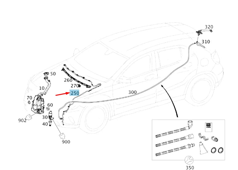 NEW MB GLA X156 HEADLIGHT WASHER HOSE LINE WITH NOZZLE RHD A1768601392 ORIGINAL