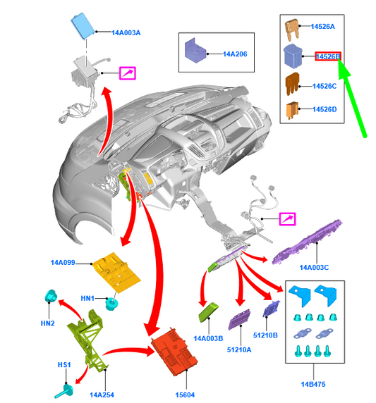 new ford transit mk4 circuit breaker 40 amp 58 volt female green 4655704