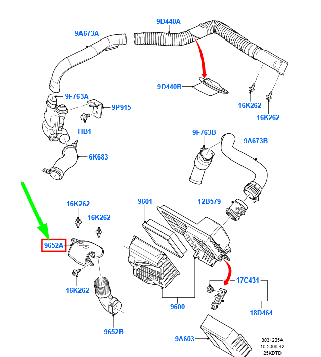 new ford focus mk2 air cleaner inlet tube 1373547 6m5y-9e635-ac original