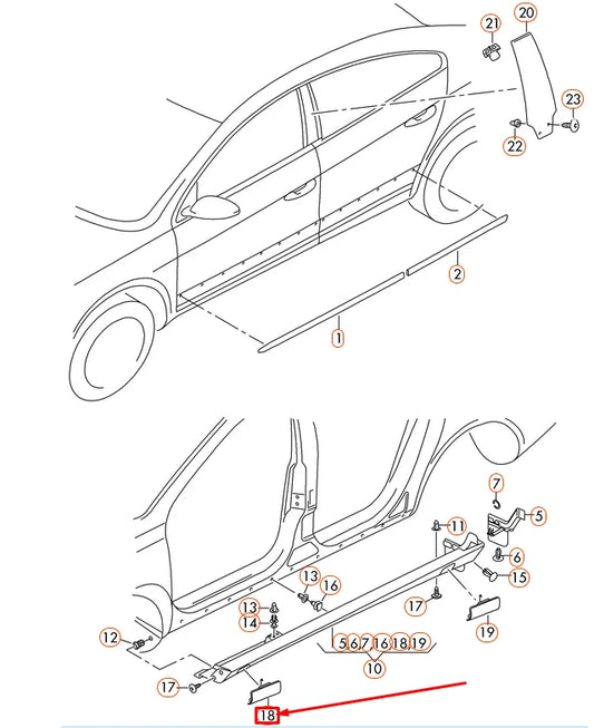 NEW VOLKSVAGEN CC FRONT RIGHT JACK POINT COVER 3C8853248GRU